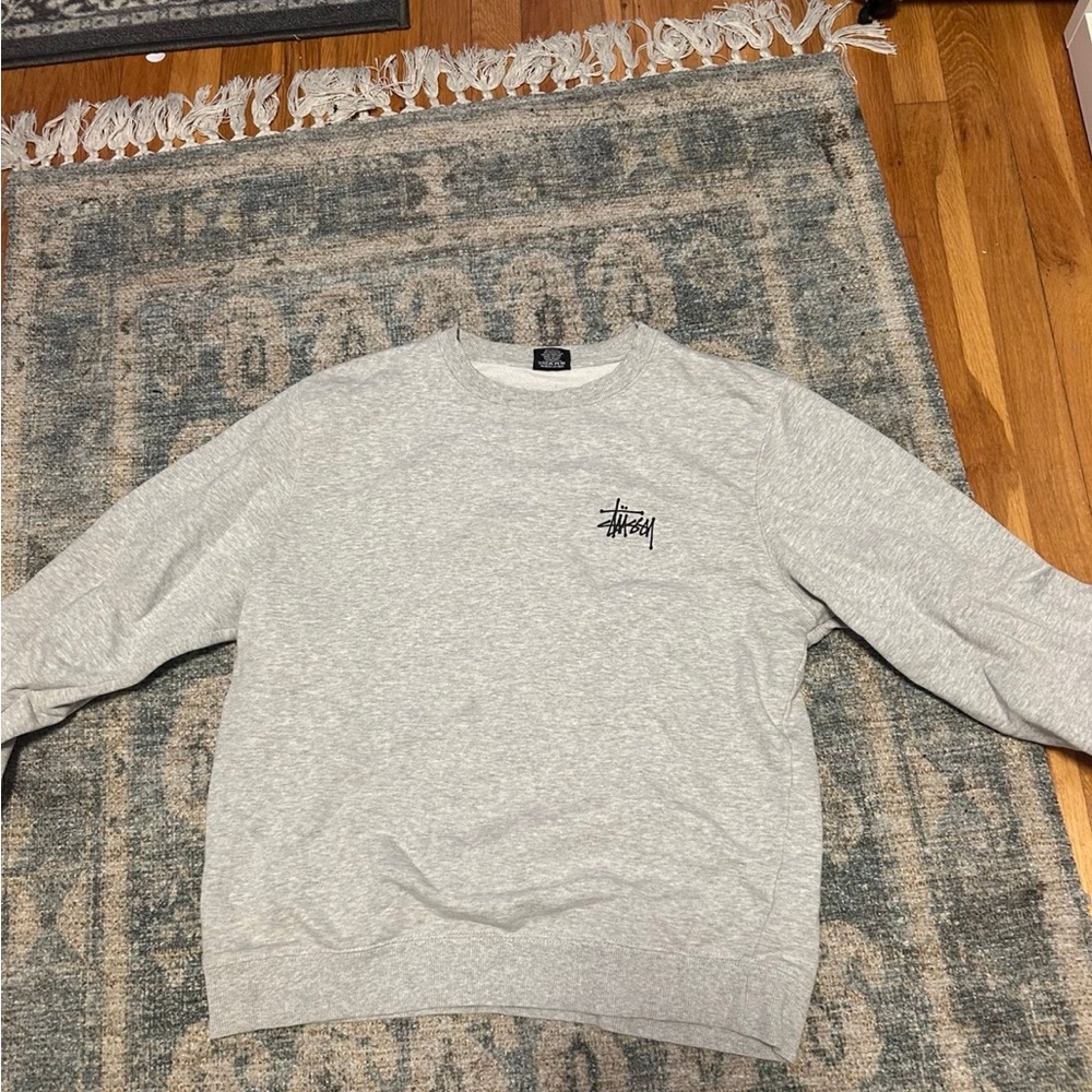 Stussy Light Gray Crewneck Sweater